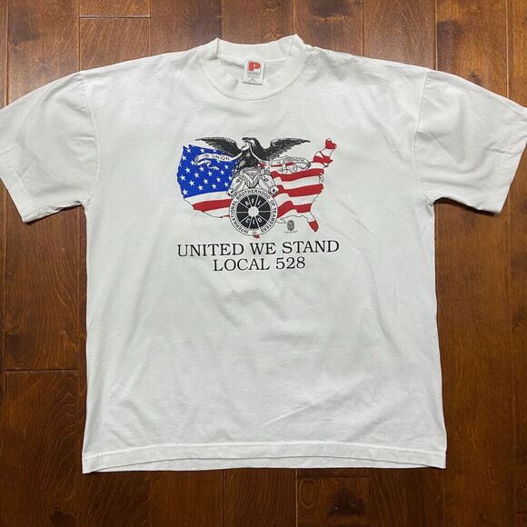 Paramount Sportswear Vintage Union USA Local 528 White T-Shirt Men's Size XL - Picture 4 of 8